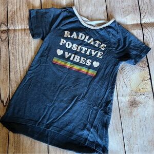 Girl’s Radiate Positive Vibes Ringer Tee size S